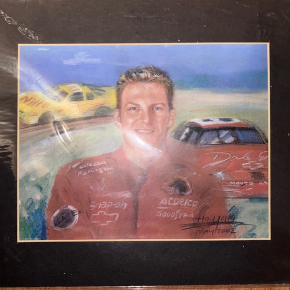 Nascar Matted Sketch Art Print  By Haiyan Dale Earnhardt Jr.  8x10 - Picture 1 of 4